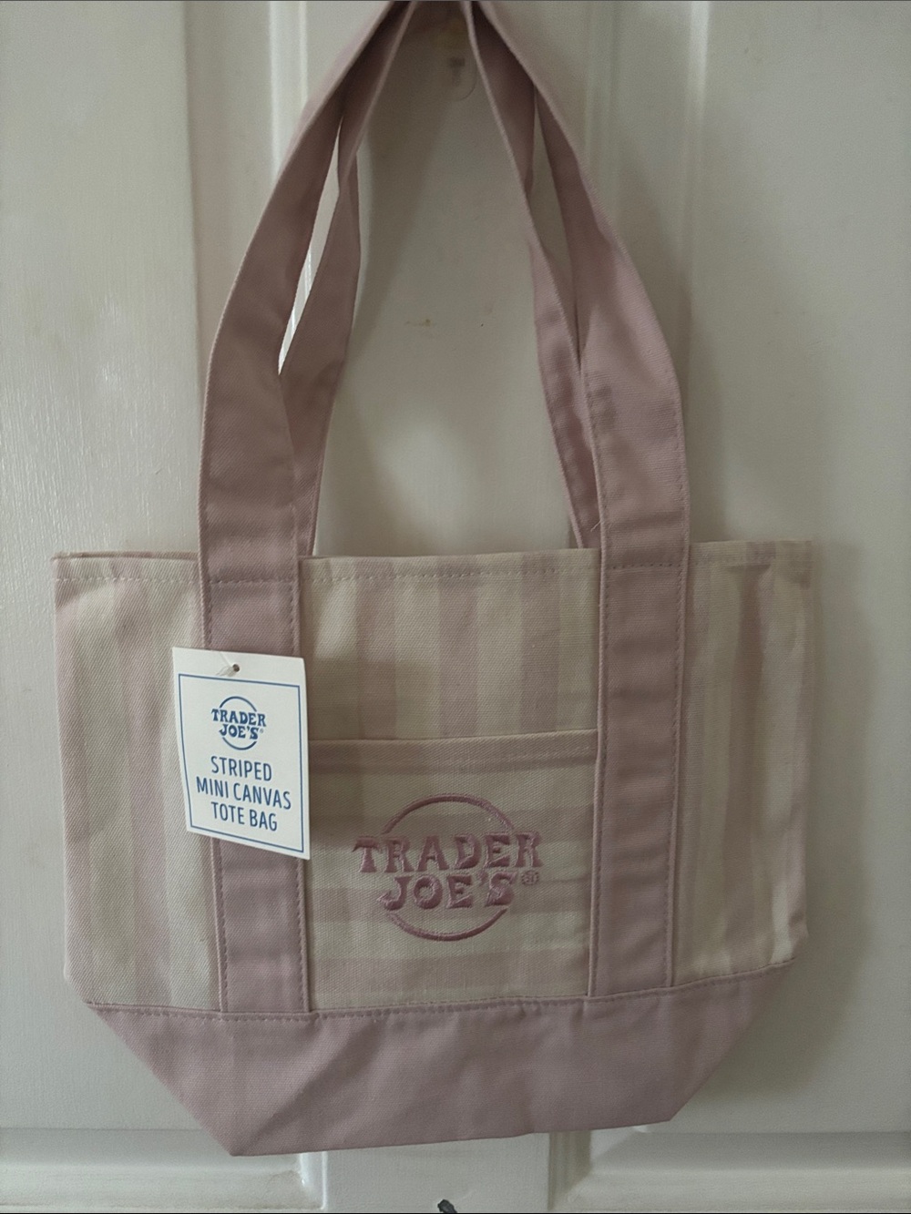 Trader Joe’s Pink Stripe Mini Canvas Tote Bag